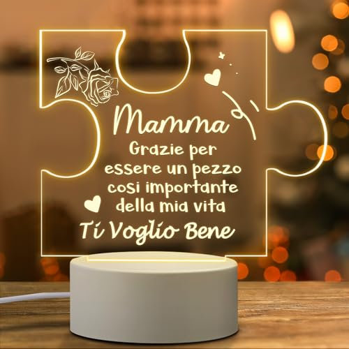 Coldbling Festa Della Mamma Idee Regalo Originale, Lampada Regali Natale Compleanno per Mamma da Figlia Figlio Utile, Luce Notturna in Acrilico
