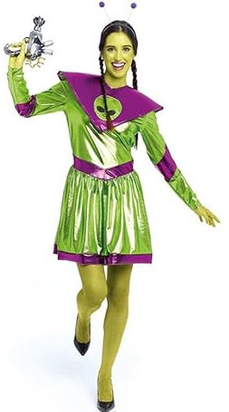 Partilandia Disfraz de Extraterrestre verde y morado para mujer Talla L