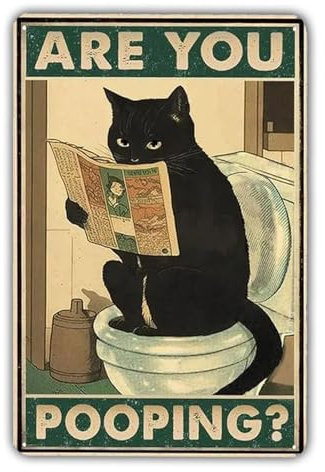 KONFEN Katze Metall Zinn Schild, Are You Pooping Retro Plaqu Poster Wall Art Print Dekoration 8 * 12 Zoll für Home Bar Badezimmer Tür Coffee Shop