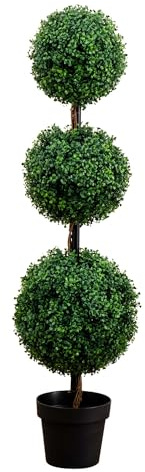 Nearly Natural 4ft. Artificial Triple Ball Boxwood Topiary Tree (Indoor/Outdoor)