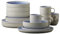 Studio Round North Geschirrset 4 Personen, Steingut Geschirr Set, 16-Teilig, Tafelservice Steingut im Dänischen Design, Spülmaschinengeeignet & Mikrowellengeeignet, Shiny River