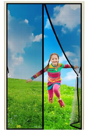 Zanzariera Magnetica in Vetroresina, 345x265cm Rete Fine Apertura Laterale Tenda Zanzariere Magnetiche per Porte Finestre per Balcone Chiusura Automatica Zanzariera, Nero 1995-Taglie