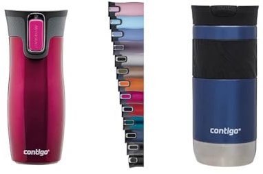 Contigo West Loop Autoseal Travel Mug, 470 ml, Stainless Steel, Leakproof & Byron 2.0 Thermal Mug, 470 ml, Stainless Steel, Insulated, Coffee Mug to go