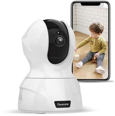 PANAMALAR 3MP WLAN IP Kamera, Innen Überwachungskamera 350°Schwenkbar FHD unterstützt LAN & WLAN Verbindung/Alexa/2 Weg Audio/Nachtsicht usw, Indoor Baby Kamera für Baby/Haustier PC Handy app