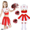 Umllpet Kinderkostüm Cheerleader, Cheerleader Kostüm Kinder Kleid, Cheerleading Kleid Cheer Uniformen mit Pompons, Socken, Kinder Cheer Outfit Karneval Kostüm für 8 9 10 11 12 13 Jahre (Rot, 150)