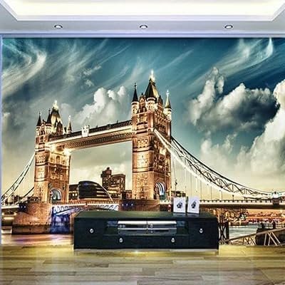 Rqwybcaxn Wandbild aus Seidenstoff,elegante Tapete für die Inneneinrichtung,zum Aufkleben,lichtbeständig-London Bridge-150x70cm