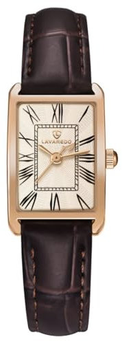 Timever Damen Armbanduhr Quarzuhr Analog, mit Lederarmband, 3 Zeiger, 32 mm Gehäusegröße, 3 ATM Wasserdicht,Römische Zahlen