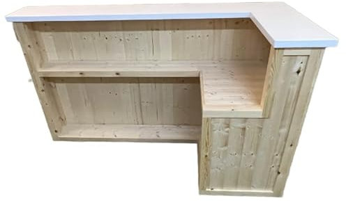 Modern Clear Top Fridge L Shaped Wooden Bar for Garden and Home Indoor/Outdoor Gin and Cocktail Bar Man Cave Bar 140x80x102cm (Right)