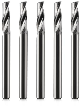 EU_HOZLY - Fresa de 4 mm de vástago único CNC para mango de aluminio de 4 mm, longitud de corte de 12 mm, longitud total de 45 mm, fresadora CNC de aluminio, fresadora CNC, 5 unidades (4 x 12 x 45)