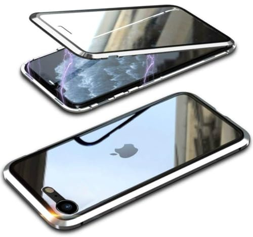 MIMGOAL Hülle für iPhone 17e und iPhone 16e 360 Grad Magnetisch Weiß | Gehärtetes Glas vorne und hinten, Magnetischer Aluminiumrahmen, 360 Grad Komplettschutz, Transparente Vorder- und Rückseite