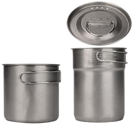 Macetas de camping de acero inoxidable, juego de 2 unidades, cocina al aire libre, peso ligero, mochila, kit de cocina, equipo de supervivencia, senderismo, escalada de montaña, kit portátil, camping