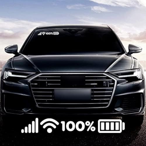 ZCHZCS Signal WiFi Full Battery Sign Funny Electric Stickers for Car, Car Window Stickers Unique Vehicle Decals Styling Decorative Auto Rear Window Decal Electric Car Mirror Home Decoration, White