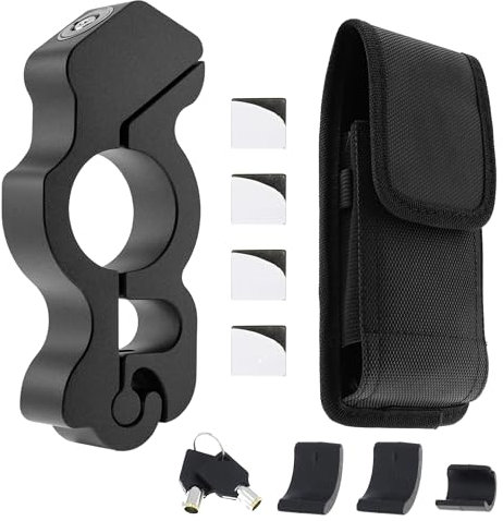 Windance Motorcycle Anti Theft Lock Heavy Duty Throttle Brake Locks with Waist Bag, Handlebar Grip Front Wheel Brake Security Lock for Mopeds Motorbikes Scooters ATVs (Black)