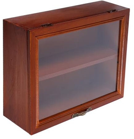 BESTYASH Vintage Vitrinenschrank Aus Holz Kompakter Stauraum Für Figuren Und Spielzeug Retro Design Mit Akryl-türen Wandmontage Praktischer Aufbewahrungsständer Für Schmuck Und Sammlerstück