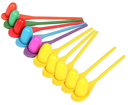CHICAMPERA 10 Juegos Huevo y Cuchara para Entrenamiento Sensorial de Juguetes de para Cuchara Soporte por Set para Actividades al Aire y Desarrollo Infantil