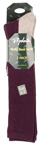 Rydale Ladies Welly Socks Women's Knee High Wellington Boot Sock 2 Pairs
