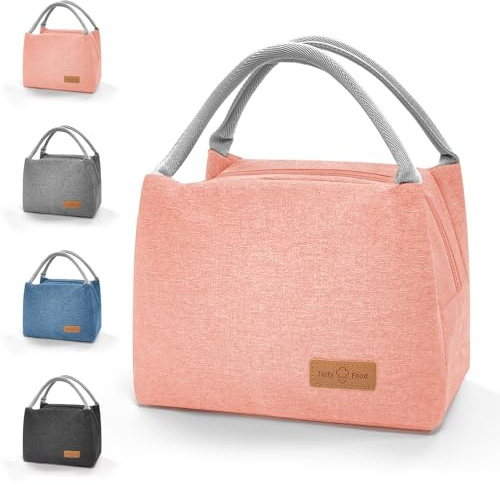 TAIVIN Sac Isotherme Repas,Lunch Box Isotherme,Sac Lunch Box avec Doublure en Aluminium pour l'École,le Bureau,les Pique-Niques et les Courts Voyages (Rose,L)