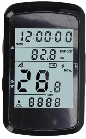 Bewinner Computer da Bici GPS, Computer da Ciclismo Wireless con Retroilluminazione, Display LCD da 2,4 Pollici, Contachilometri Bici Impermeabile, Durata della Batteria di 28 Ore