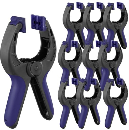 AGT morsetto: Set da 10 pezzi Morsetti, 14 kg di forza di serraggio, apertura di 8 cm (morsetto per utensile, a molla per legno)