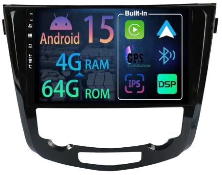[4+64GB] 10.1 Zoll Android 15 Autoradio für Nissan Qashqai J11 X-Trail T32 2014-2018 Radio Carplay Stereo Wireless Mit Car Play GPS Auto Navi Bildschirm Bluetooth Navigation Player
