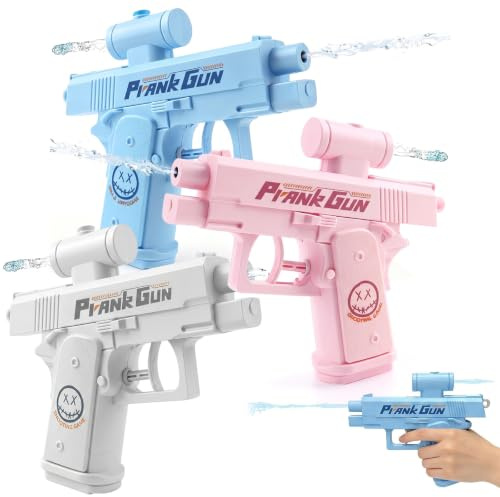 HIPTS 3 Pcs Pistola ad Acqua per Scherzi Divertenti, Pistola Acqua Bidirezionale con Doppio Getto (Fronte e Retro), Giocattolo Estivo per Bambini e Adulti, Bianco + Rosa + Blu