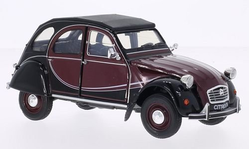 Citroen 2CV 6 Charleston, dunkelrot/schwarz, 0, Modellauto, Fertigmodell, Welly 1:24