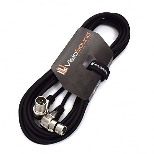 VisioSound Right Angled Male XLR to Female XLR Mic Lead/Balanced Microphone/Patch Cable 6m Black