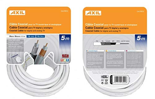 Engel Axil CA0707E - Cable coaxial (5 m, Male Connector/Male Connector, Blanco, 75 Ω, 1 Pieza(s))