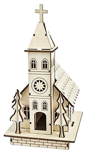 Ideen mit Herz Kirche, Holz, zum Zusammenbauen, 22,5cm x 11,5cm x 13,5cm