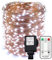 Erchen Strom-betrieben LED Lichterkette, 165 FT 500 LED 50M Stecker dimmbare Kupfer Draht Lichterketten mit 12V DC Adapter Fernbedienung für Innen Außen Weihnachten Party (Weiß)