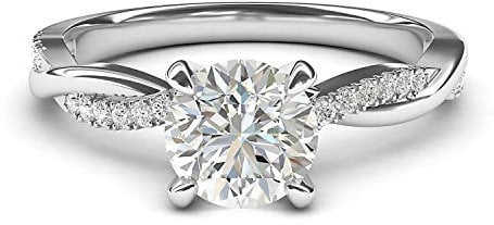 Sterling Silver 4-Prong Petite Twisted Vine Simulated 1.0 CT Diamond Engagement Ring Promise Bridal Ring (M
