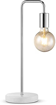 Home Sweet Home Moderner Tischlampe Noble Marble | 20/20/40cm | Gebürsteter Stahl | Nachttischlampe | Marmor und Metall | für E27 Lichtquelle | mit Kabelschalter | geeignet für