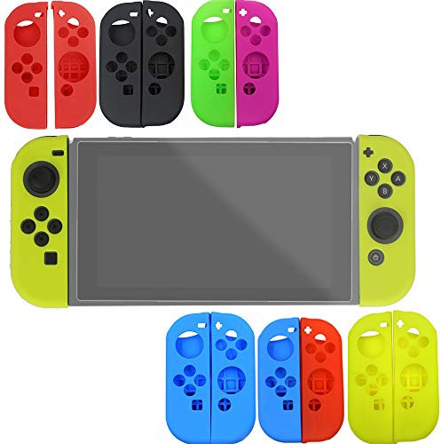 Alecony Handgriff Schutzhülle Kompatibel mit Nintendo Switch, Controller Griff Stoßfest Rutschfest Case Silikon Schutz Hülle Cover, Weich Abdeckungen Tasche Aufbewahrung Silikonhülle Zubehör (BR)