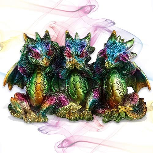 mtb more energy Deko Regenbogen Drachen Figuren ''Nichts Hören, Nichts sehen, Nichts Sagen'' - Set aus 3 Babydrachen - 8x13x5cm - Dekoration Wohnen Kinderzimmer Geschenk