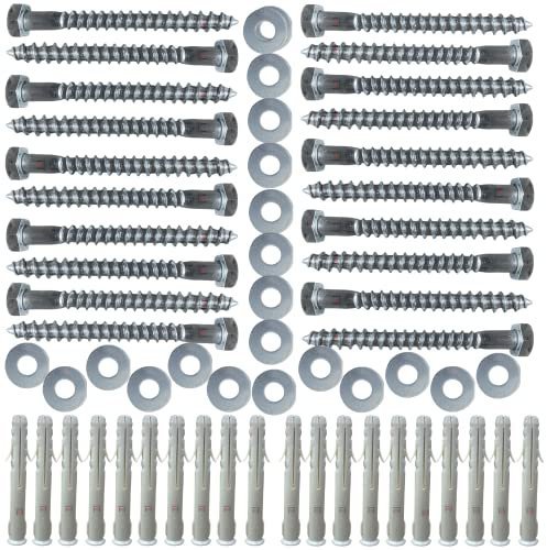 Inbrackets Value 20 Pack of M8 x 80mm Heavy Duty Masonry Brick Wall Fixing Anchors Hex Bolts w/Plugs & Washers Bolts Ideal for tv Bracket Wall mounting Aerial Satellite Sky Dish Fence Shelves decking