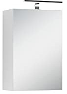 byLIVING Spiegelschrank SPREE / Badezimmerschrank mit Spiegel 40 cm breit / matt weiß / Spiegeltür mit Soft-Close / Hängeschrank / LED-Beleuchtung, Stecker- u. Schalterdose / B 40, H 60, T 20 cm
