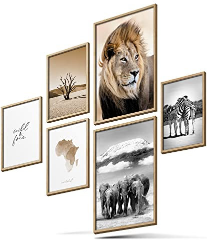 BLCKART Infinity XL Poster Set Bilder Afrika Stilvolle Doppelseitige Poster Safari Löwe Elefant Zebra Wohnzimmer Deko (Afrika, XL | 2x A2 | 4x A3 | Ohne Rahmen)