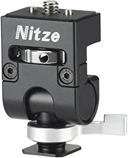 Nitze Soporte para Monitor de Cámara con QR Cold Shoe, Camera Monitor Mount con Pasadores de Localización Retráctiles de 1/4, Giro de 360°e Inclinación de 180°, MAX Load 5 kg - N54-G1