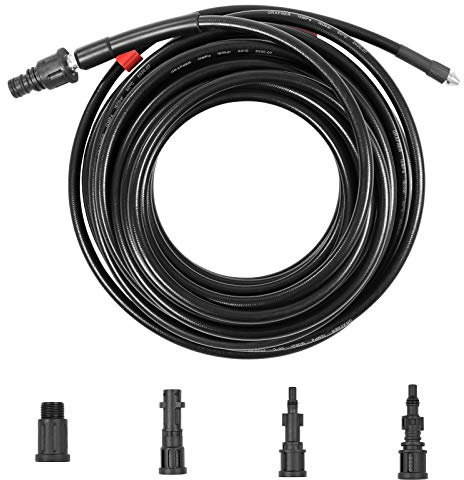 Grafner Universal Rohreinigungsschlauch Set für Hochdruckreiniger, Edelstahldüse, 15m 30m, 160 bar, 4 Adapter (Gewinde, Bajonett, Quick Connect), für alle Marken wie Kärcher, Nilfisk, uvm. (30 Meter)