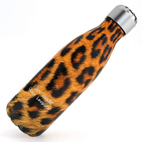 Bouteille d'eau isotherme en acier inoxydable - Édition « Endangered Species » - Idéale pour le sport, la gym, les enfants - Garde les boissons chaudes et froides (Amur Leopard, 341 ml)