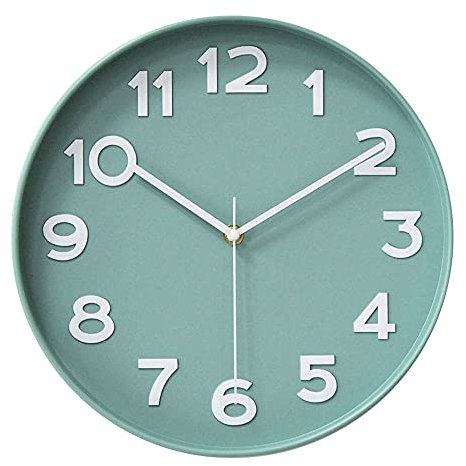 HZDHCLH Funk Wanduhr 30 cm Lautlose Wanduhr Ohne Tickgeräusche, Moderne Batteriebetriebene Uhr für Zuhause, Küche, Wohnzimmer, Büro, Wanddekoration (Nordic Green)