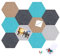AHUNTTER 10PCS Pin Board for Bedrooms Hexagon Felt Board Tiles Self Adhesive Wall Decorations Bulletin Cork Board & Notice Board with 20 Push Pins for Home Office Kitchen, Coloured,27 x 17 cm