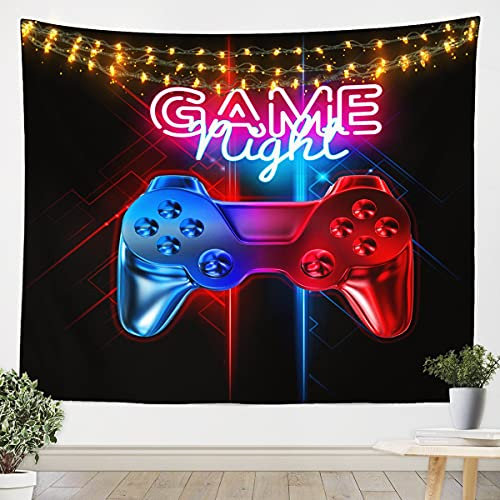 Loussiesd Modern Spielthema Muster Tapisserie Gamer Gamepad Wandteppich für Kinder Jungen Männer Coole Spiel Videospiel Wandbehang 130x150cm Videospiel-Controller-Aktionstasten Bunt drucken