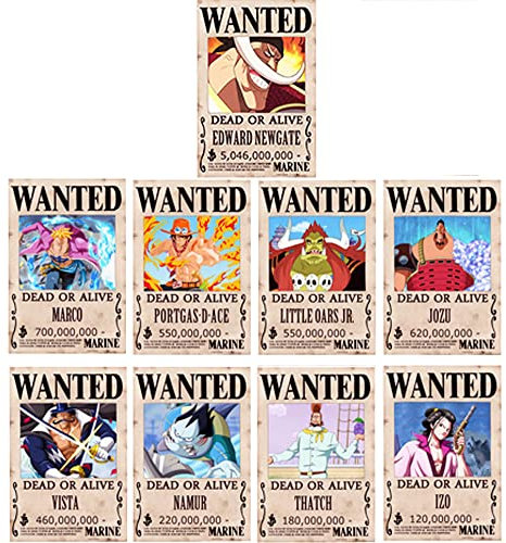通用 One Piece Wanted Poster 42 cm × 29 cm Anime Wandaufkleber (Whitebeard Piraten)