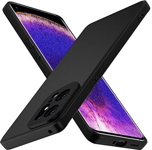 ivoler Silikon Hülle für Oppo Find X5 Pro mit Kameraschutz, Ultra Dünne Weiche Stoßfest Schutzhülle Flexible TPU Matte Schwarz Handyhülle Kratzfest Case Cover