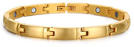 Skcess Armband Männer Gold，Armreifen Rostfreier Stahl Armbänder für Herren 20.9Cm