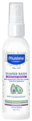 Mustela Baby Diaper Rash Cream Spray – Touch-Free protectant with Zinc Oxide & Natural Avocado - Treats, Soothes and Prevents Diaper Rash- Fragrance-Free - 3 fl. oz