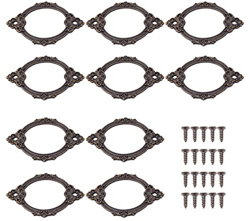 10 Stück Bronze Etikettenhalter Antiker Etikettenrahmen Metall Label Visitenkartenrahmen Schublade Schrank Kartenhalter Tag für Schubladen Aktenschränke (Typ B, 68x44mm)