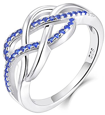 YL Keltischer Ring 925 Sterling Silber September Geburtsstein Saphir Jubiläum Ewigkeit Unendlichkeit Keltischer Knotenring für Damen(Größe 50)