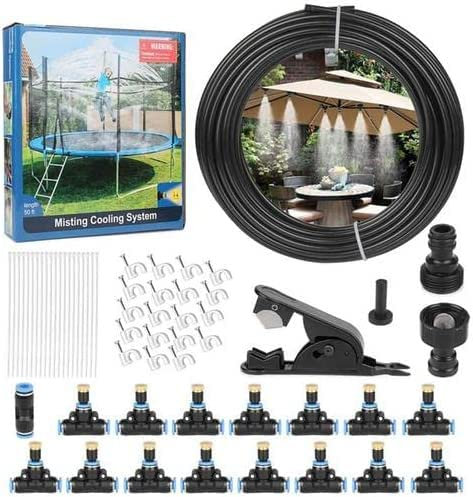 TKTTBD Sprühnebel Kühlung Terrasse - Misting Bewässerungs System - Wassernebel Kühlung Gartenschlauch Mit Düse - Nebelkühlsystem Wasservernebler Für Garten Gewächshaus Pavillon Trampolin (12m)